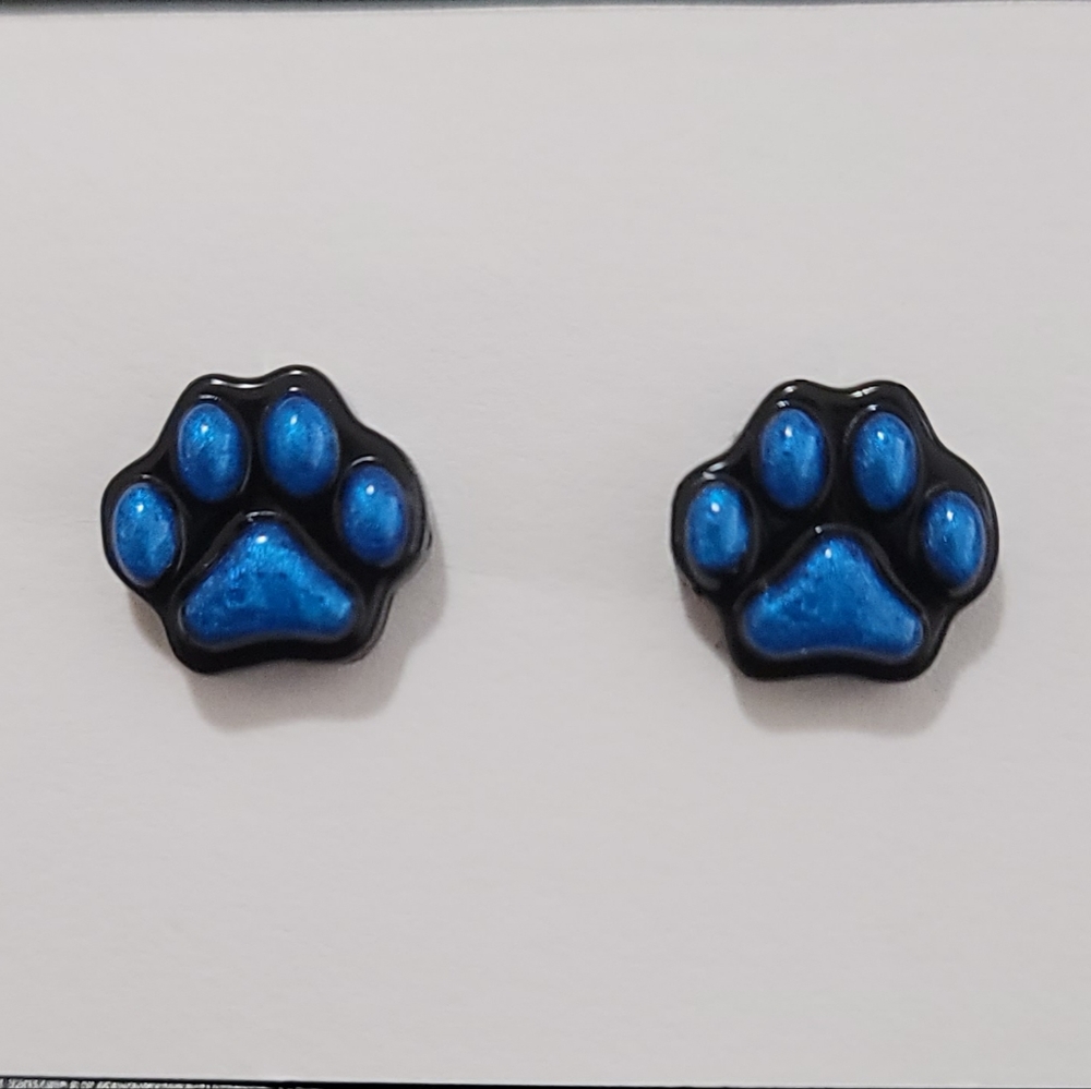 Resin Paw Print Stud Earrings